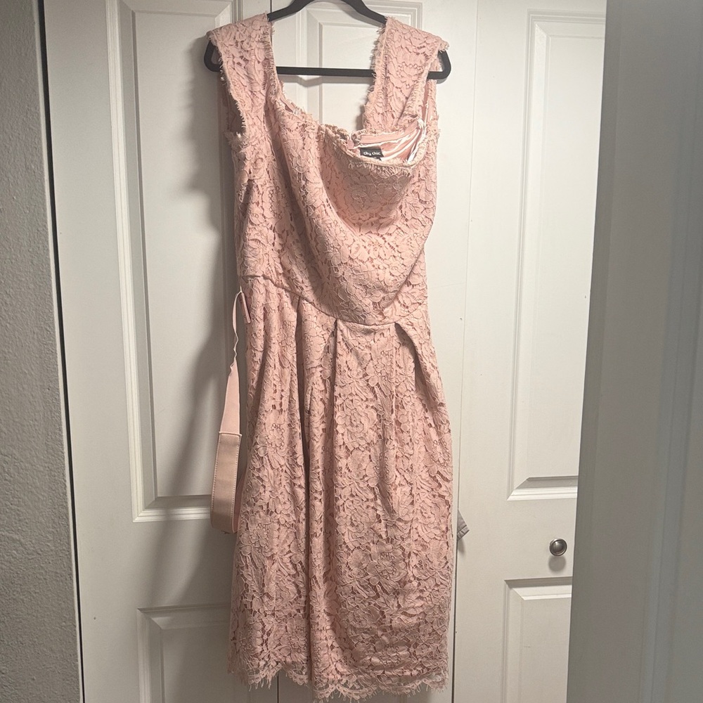 Elegant Lace Sleeveless Dress - Blush Pink